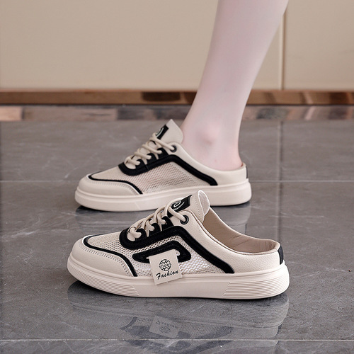 2025 Women's Summer New Korean Version Ins Student Casual Half-Drag Women's Shoes Matchable Slides Street Style KT-287