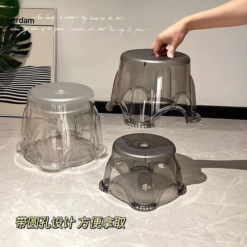 Taburetes transparentes taburetes pequeños taburetes de oficina en el hogar para pisar taburetes antideslizantes taburetes de baño de cambio de zapatos Zhigao Round