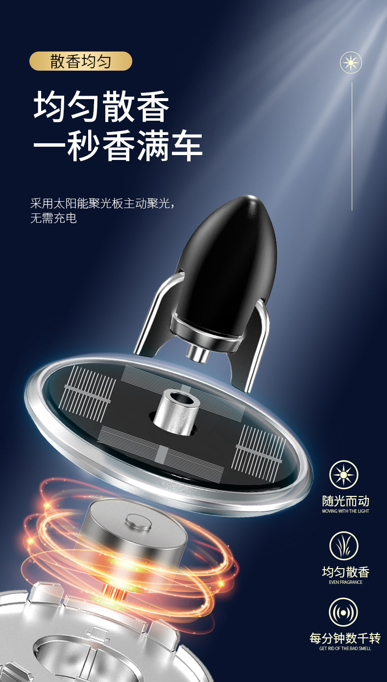 Car Perfume Car Ornaments Solar Center Console Aromatherapy Men's Car Interior Decoration Supplies Center Console Decoration