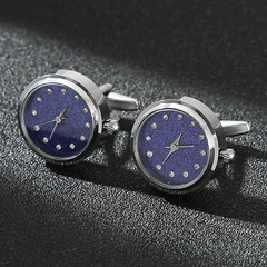 Men's High-end Fashion Starry Sky Clock Tie Clip, French Suit Cufflinks with Small Clock