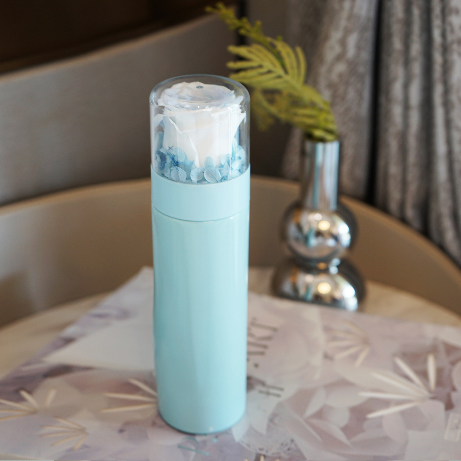 Yunnan naxi reina flor eterna termo taza de agua al por mayor de flores preservación regalo café leche té bebida qixi Festival