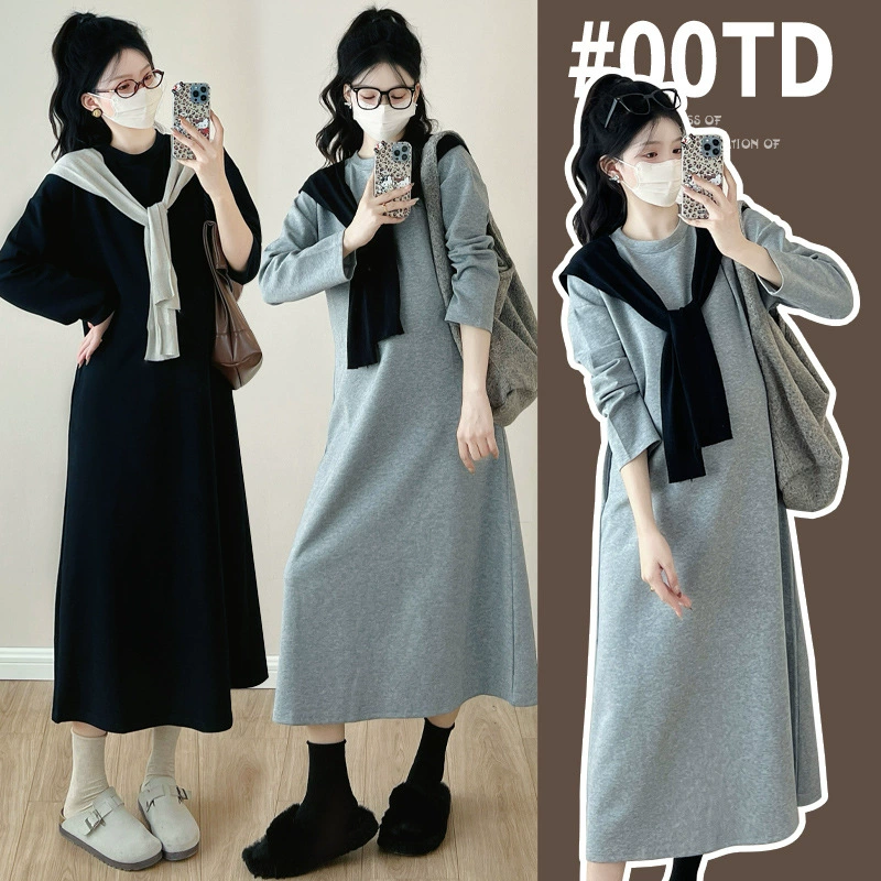 Одежда для беременных Осенняя одежда 2024 новый стиль платье осень плюс размер свитер юбка из двух частей осенний и зимний ленивый набор