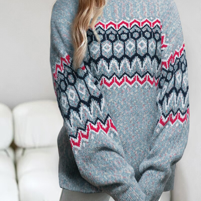 Real Shot of European and American Cross-Border Export Knitwears 2025 Autumn and Winter New Amazon Half Turtleneck Snowflake Knitwear for Women Real Shot of European and American Cross-Border Export Knitwears 2025 Autumn and Winter New Amazon Half Turtleneck Snowflake Knitwear for Women