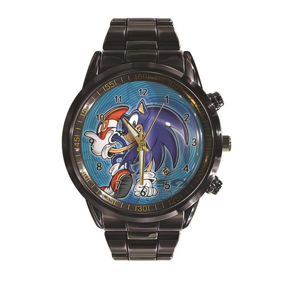 Hot selling anime Sonic series peripheral watch men's fashion calendar steel belt quartz watch wholesale
