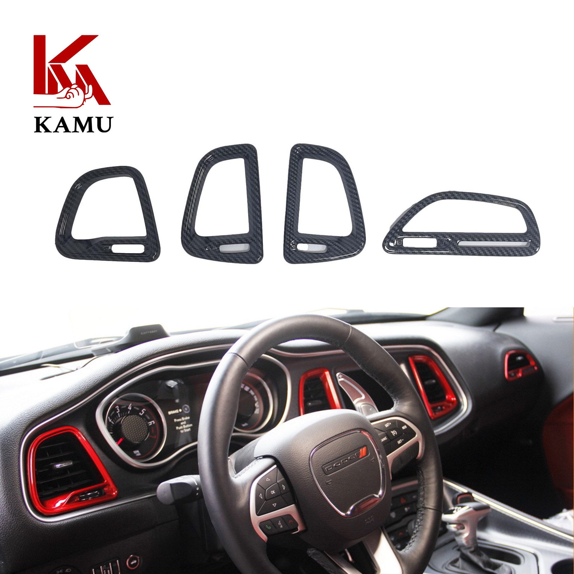 Suitable for Dodge Challenger Dodge Challenger carbon fiber pattern interior exterior navigation steering wheel gear