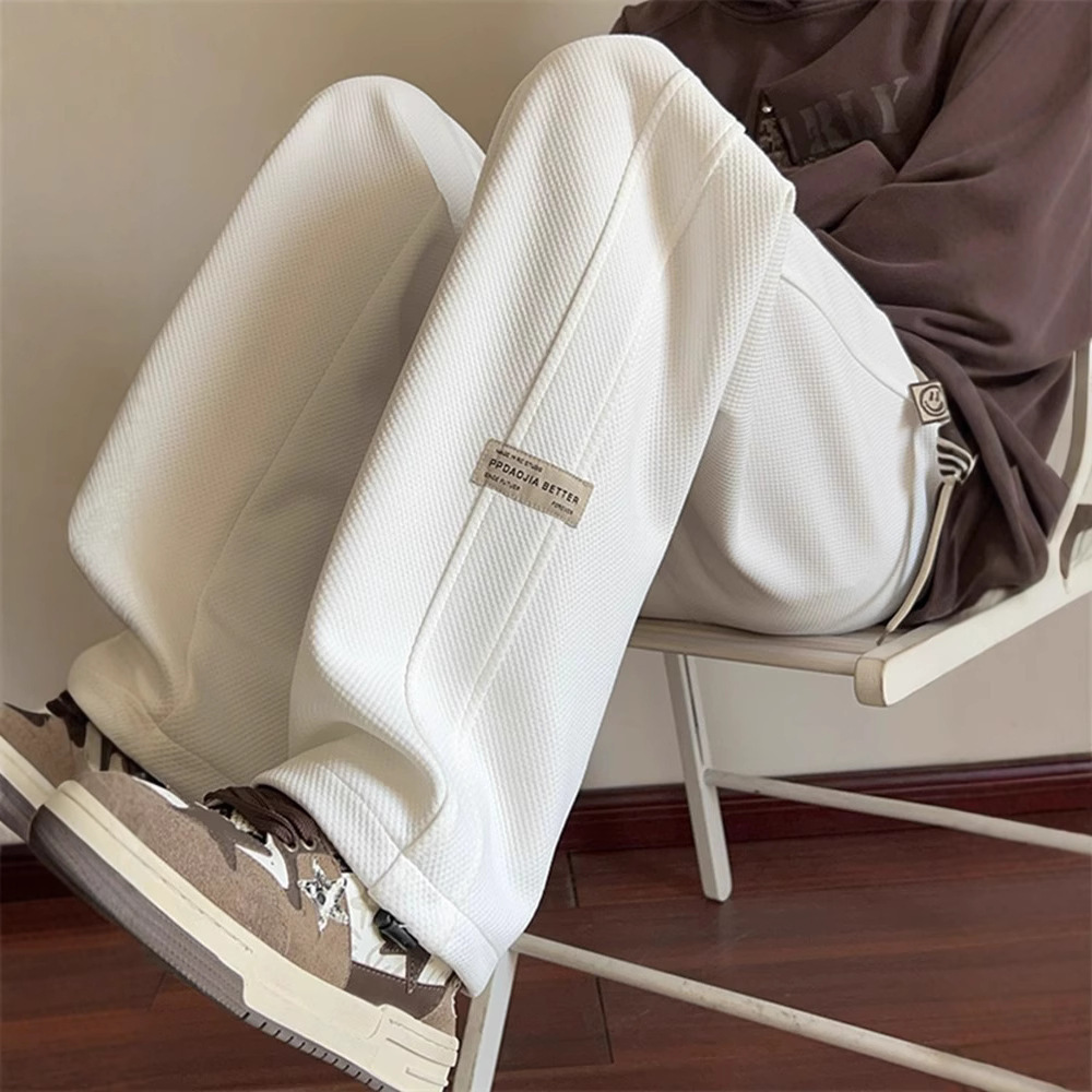 Black Straight-Leg Casual Pants for Men, Spring and Autumn American Style Trendy Youth Loose Wide-Leg Sports Drape Long Pants