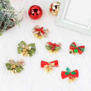 Christmas Linen Bow Bell Christmas Tree Decoration Mini Bell Pendant Shopping Mall Layout Props