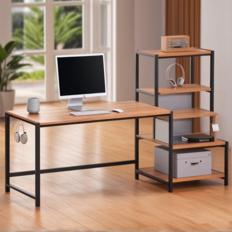 Multifunctional Movable Computer Desk with Printer Shelf, Simple Large Space Writing Desk
