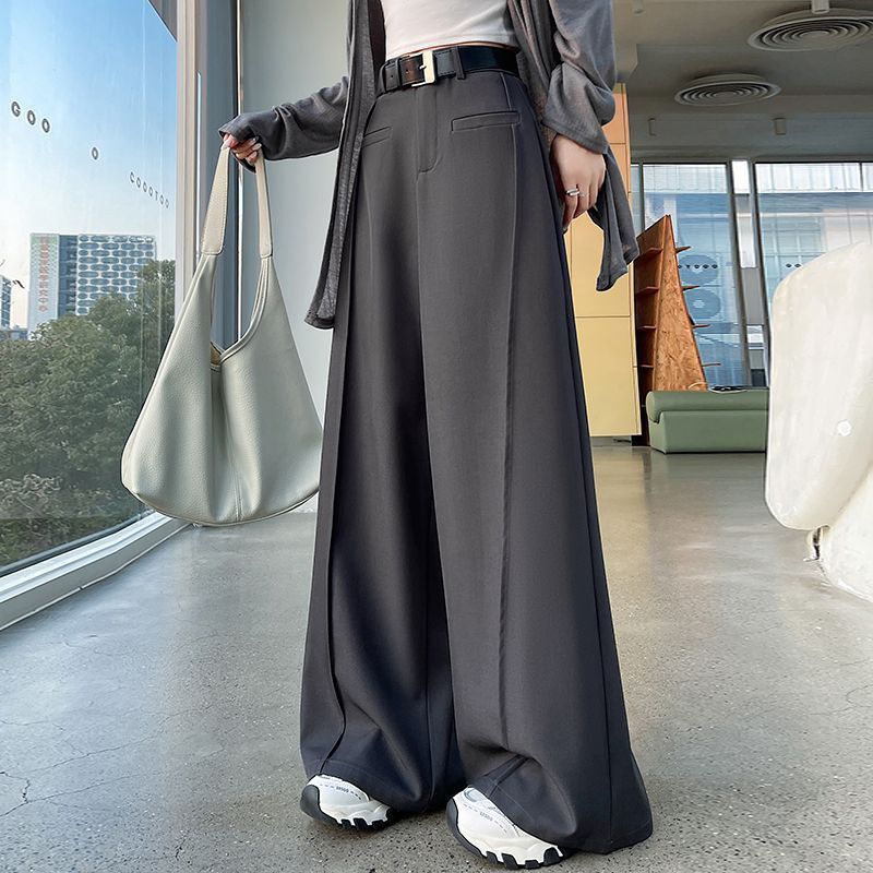 2025年西装裤女高级感垂坠感春春秋新款裤子高腰阔腿裤休闲直筒裤|undefined