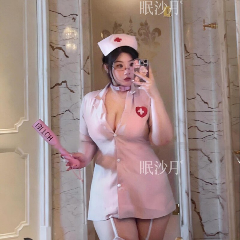 Plus-Size Slightly Chubby Nurse's Abstinence-Style Cosplay White Angel Uniform, Slimming Dress That Hides the Figure, New Set Plus-Size Slightly Chubby Nurse's Abstinence-Style Cosplay White Angel Uniform, Slimming Dress That Hides the Figure, New Set