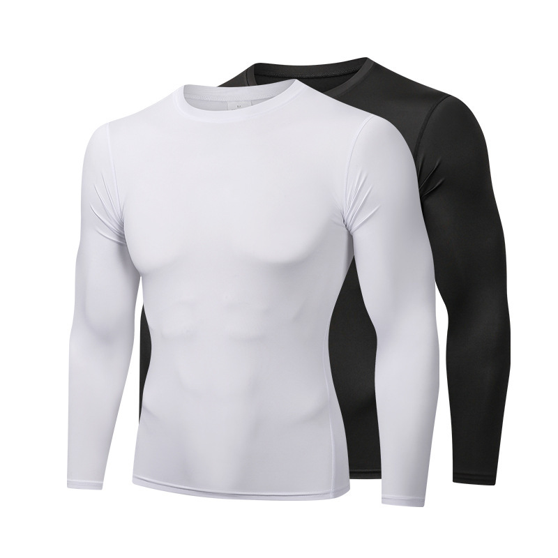 Sports Long-Sleeved T-Shirt Bodysuit for Men, Running Training Basketball Football Jersey, Sun Protection Elastic Quick-Drying Breathable Fitness Clothing