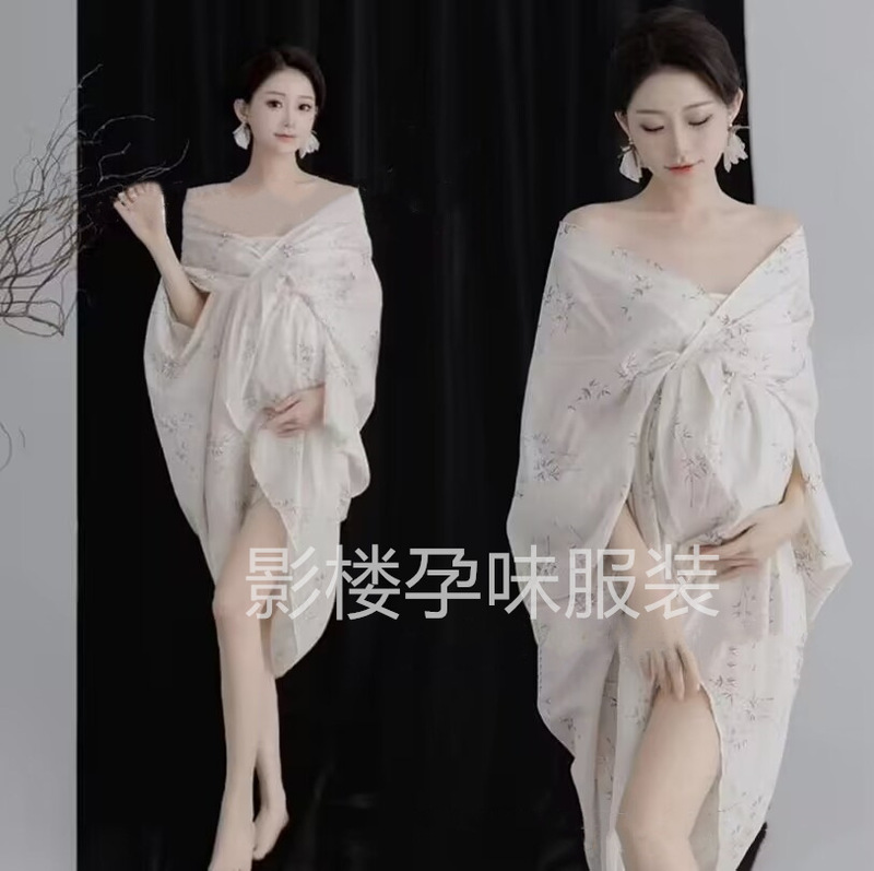 Pregnant women's photo clothes studio New Chinese retro ink painting style photography pregnant mommy artistic photography clothing