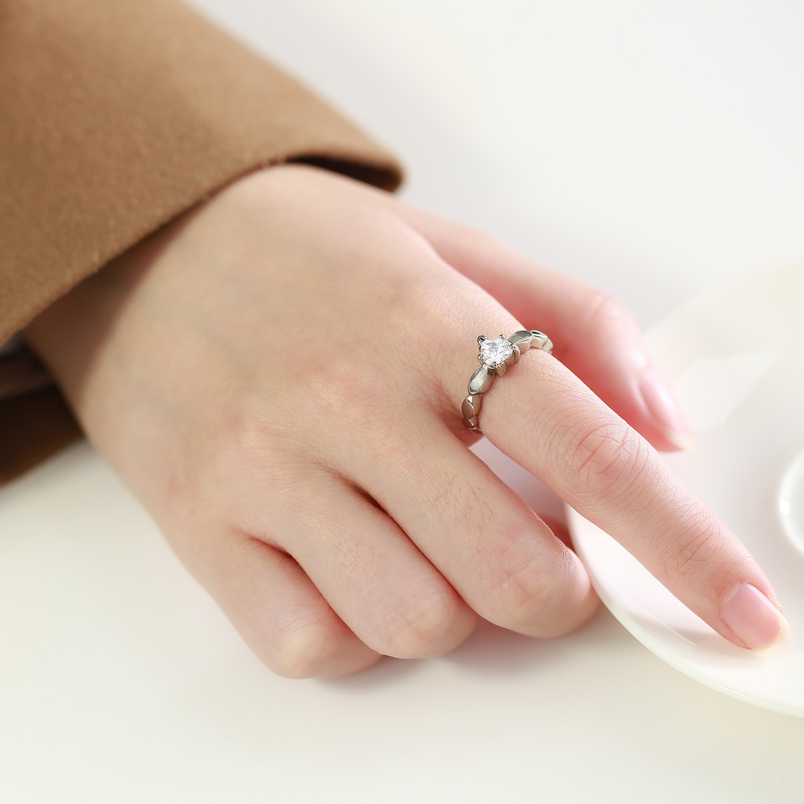 Simple Style Heart Shape Stainless Steel Rings Inlay Zircon Stainless Steel Rings display picture 17