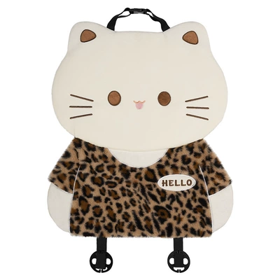 Cute Cat Car Seat Cushion Seat cushion, seat cover - rabbit-fur-leopard-print-three-dimensional-cat-seat-cushion-and-backrest