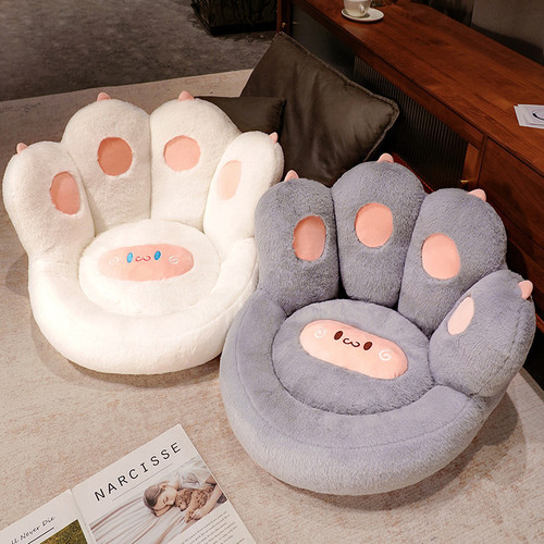 Soft and Cute Cat Paws Plush Cushion, Thick Seated Cushion Lazy Sofa Office Chair Back Support, Living Room Bear Paws Floor Cushion