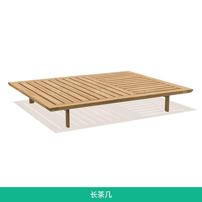 Combinación de muebles de madera de teca al aire libre de ocio al aire libre de madera sólida anticorrosiva a prueba de lluvia y protección solar de sofá de madera de patio villa image 17