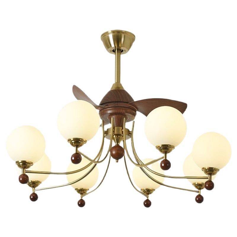 [Seleccionado cuidadosamente] Lámpara de ventilador de techo de estilo antiguo, diseñador retro francés, lámpara de frijol mágico, candelabro de ventilador de sala de Zhongshan, Guangdong