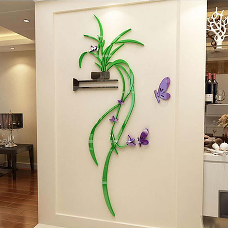 Decorative 3d Acrylic Wall Sticker Romantic Chlorophytum For Living Room_voghion.com