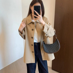 早春新 巴家立裁挺阔细腻抗皱翻领中长款小个子风衣外套女G030323