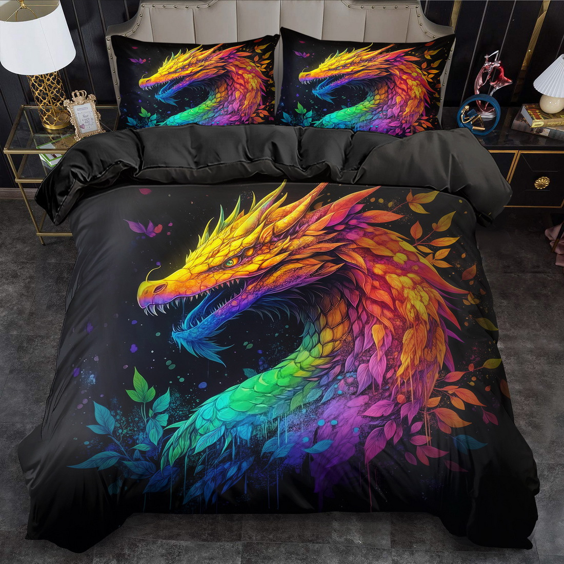 Transfronterizo para textiles domésticos abrasivos de impresión digital colorido dragón quilt kit fuente de fábrica TEMU / JIT