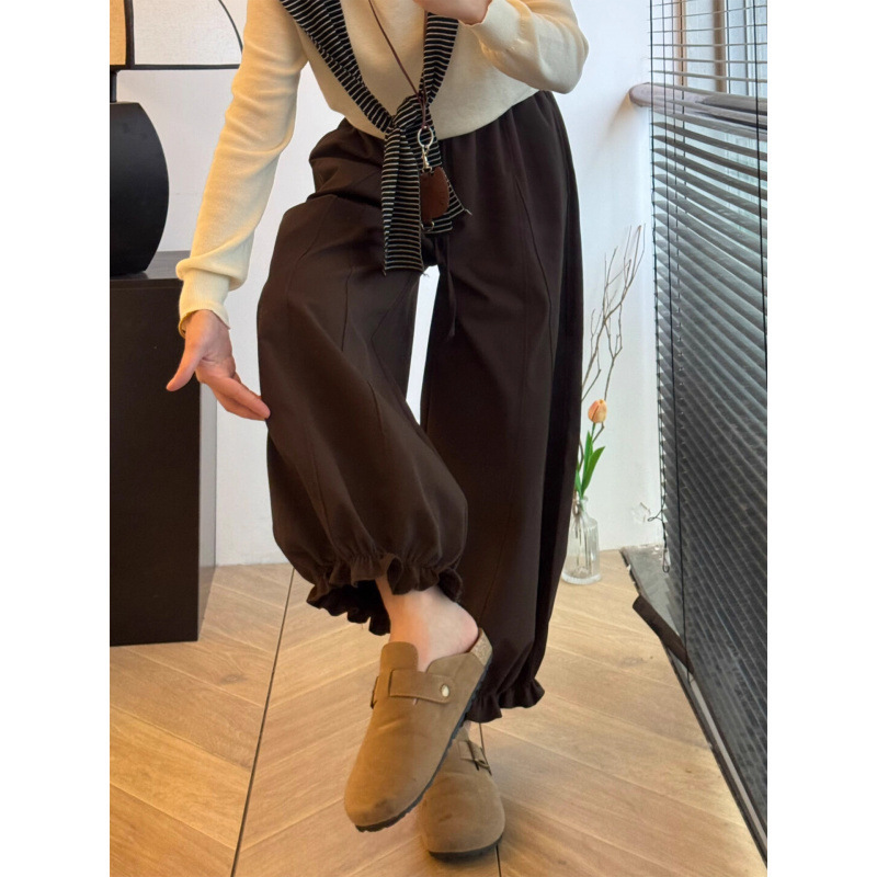 2025秋季新款九分花苞宽松阔腿裤女秋季新款高腰小个子休闲气球裤|undefined