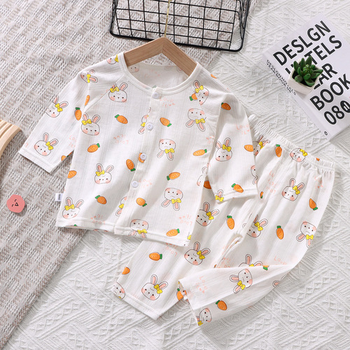Summer New Children's Pajamas Short Sleeve Short Pants Unisex Baby Long Sleeve Air Conditioning Clothes Infant Thin Homecoming Wear