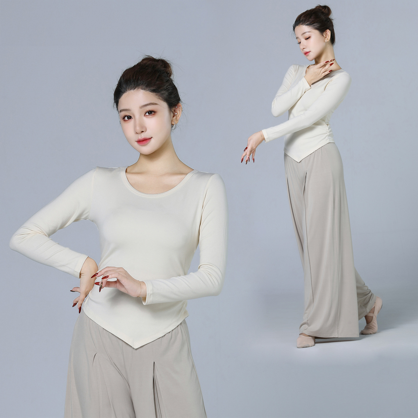 Women's dance practice top, adult slim fit, classical dance, modern dance, thickened, elegant, long-sleeved.