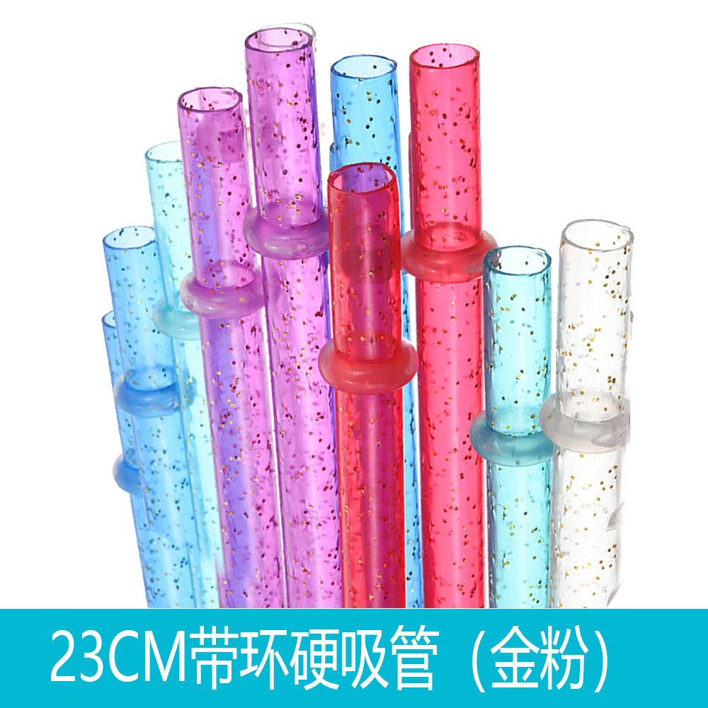 Ventas transfronterizas calientes de 12 hebillas de paja rígida de rosca de color anti-desprendimiento PP de paja de plástico reutilizable anillo de tubo duro
