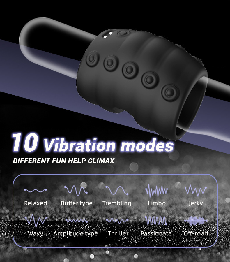 10-Frequency Vibrating Silicone Lock Ring, Octopus-Tentacle Design, Couples Resonance Wearable — detail image 1