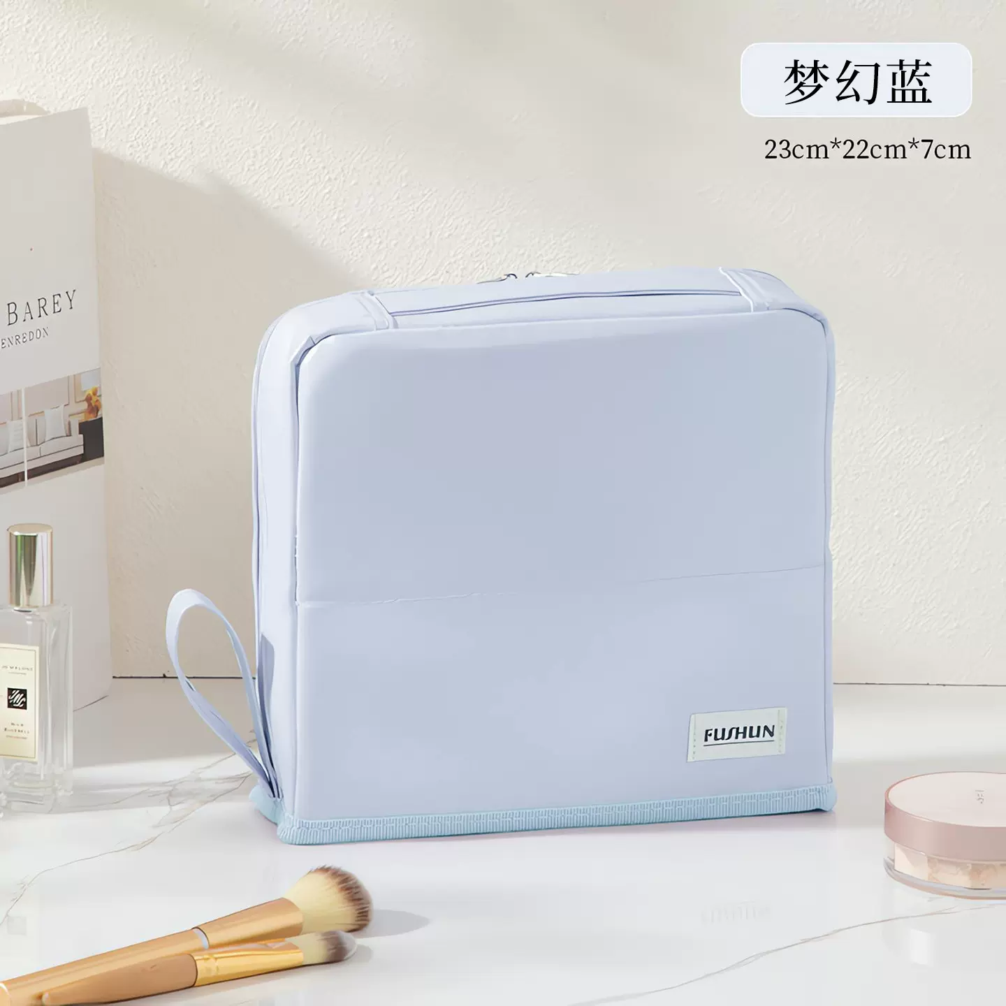 PU化妆包大容量便携式化妆品收纳袋外出旅行分区可立式笔袋收纳包