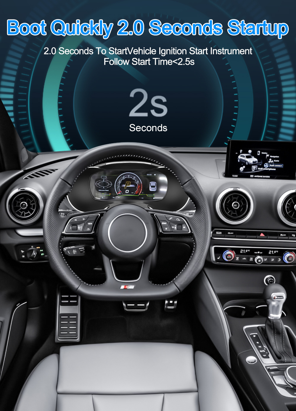 Suitable for Audi A3 Lcd Instrument Panel 12.3inch Linux System Global Digital Fuel Gauge Car Dashboard