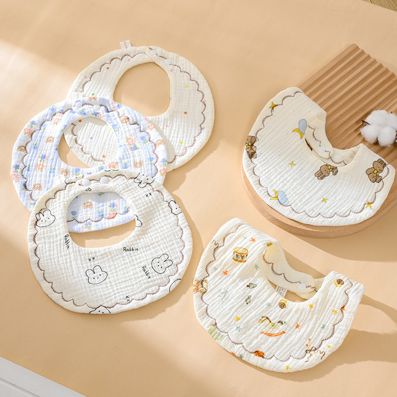 Class A baby bib six-layer cotton thickened newborn anti-spitting round bib children's saliva towel baby to eat