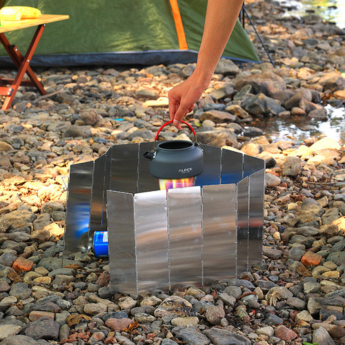 Outdoor camping stove windshield portable folding aluminum alloy windshield plate stove head heat gathering plate 14 pieces