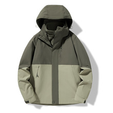 2024新款高品端质骆驼同款户外冲锋衣两件套情侣可脱帽防水防风夹