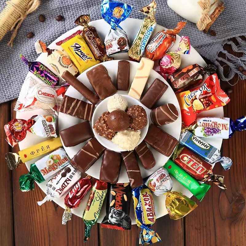 ロシア輸入風味キャンディー混合サンドイッチチョコレートスナック大ギフトバッグクリスマス結婚喜糖年産|undefined