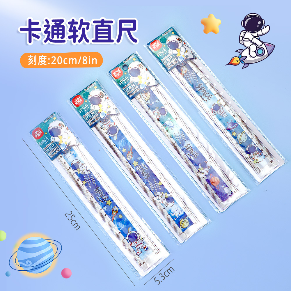 Estudiante dibujo de medición de dibujos animados regla suave marca de enfoque longitud 20 cm hermosa forma regla de plástico al por mayor