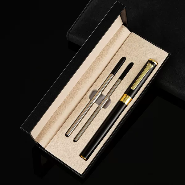 Wholesale business black metal signature pen set advertising gift pen can add LOGO metal neutral pen ball pen