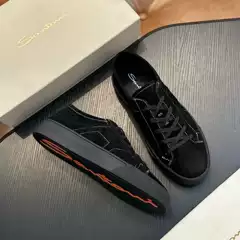 New European Style Men's White Sneakers Calfskin Panel Sports Shoes Fashion Casual Skate Shoes