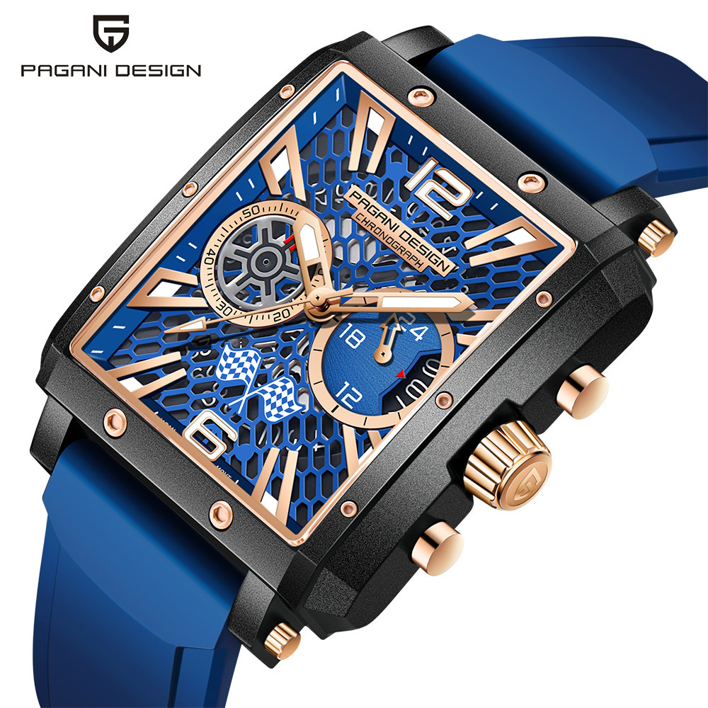 Bojiani Pagani PD1725 Reloj para hombre de acero inoxidable de moda multifuncional impermeable luminoso cuarzo reloj deportivo
