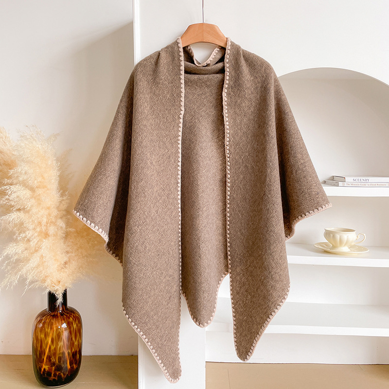 Bufanda Triangular de Lana Estilo Casual 2025 para Mujer, Calentador de Cuello para Otoño e Invierno, Chal Grande de Color Sólido para Habitaciones con Aire Acondicionado.