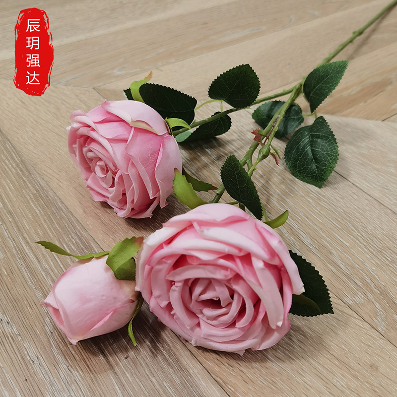 Three-headed Imperial Princess Rose Wedding Decoration Simulation Rose Wedding Hotel Scene Layout Flower Arrangement Home Decoration Table Flower