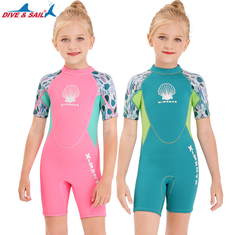 New Kidsren's Wetsuit 2.5mm One-Piece Warm Winter Swimsuit Girls Short-Sleeved Cold-Proof Snorkeling Surfing Jellyfish Suit