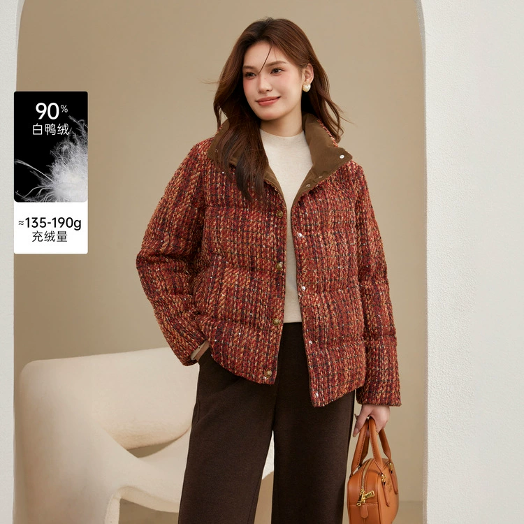 Сплошное шоу большой размер женской одежды ретро темперамент модный шикарный высокий воротник теплый пуховик жирный mm2024 зимний новый стиль