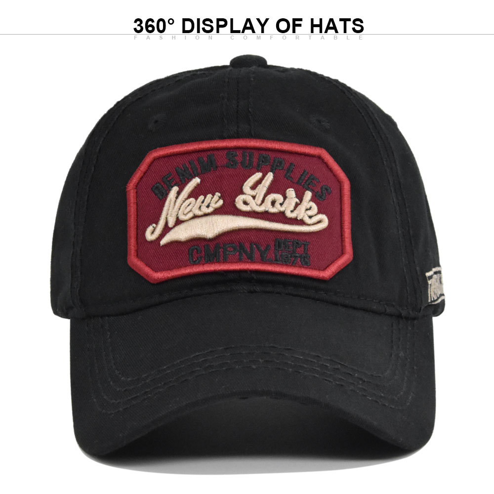 Baseballmütze mit 3D-Stickerei und Entenzunge, New York Washed, für Herren und Damen_voghion.com