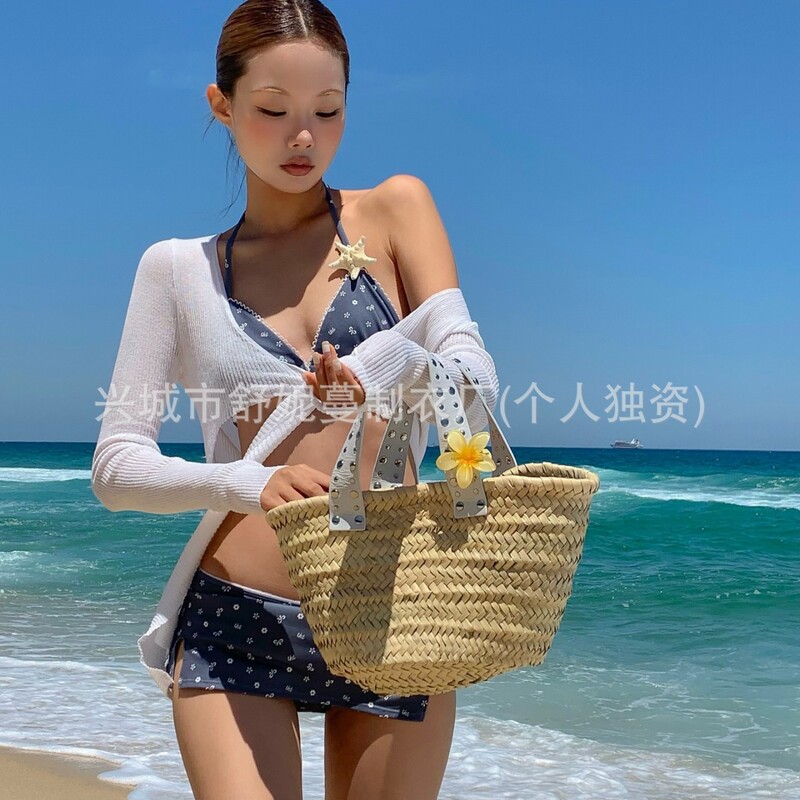Swimwear Bikini Hot Spring Knitted Suit Bikini Swimsuit Sexy with Cover-Up Beach Cross-Border Swimsuit Vacation