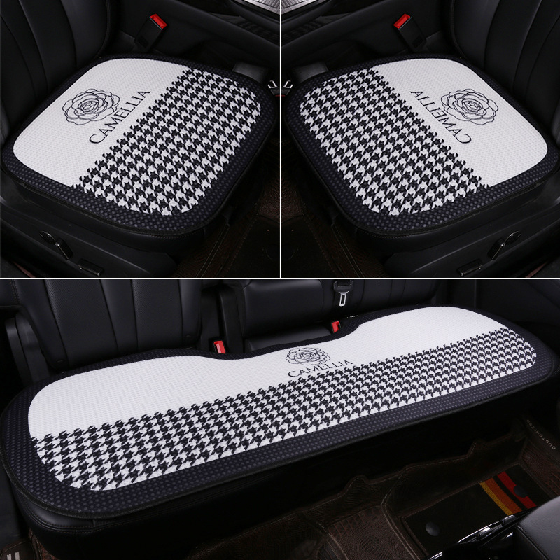 New Car Seat Cushion, Universal for All Seasons, Linen Seat Cushion, Half-Wrapped Waist-Cushion, Summer Cooling Pad, Non-Slip Breathable Seat Cushion Cover