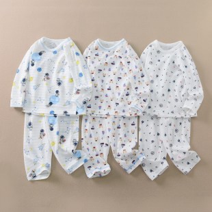 Children's home clothing factory four seasons sweat-absorbent breathable soft skin-friendly boys and girls underwear long sleeve trousers suit mesh