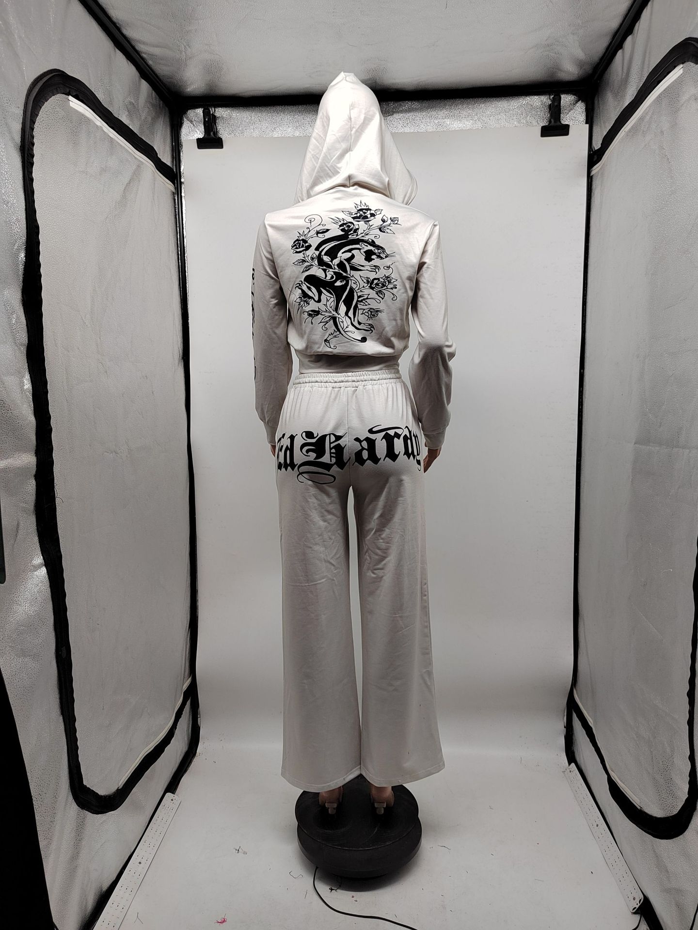 Ensemble décontracté deux pièces sweat-shirt zippé imprimé tendance pour femme_voghion.com