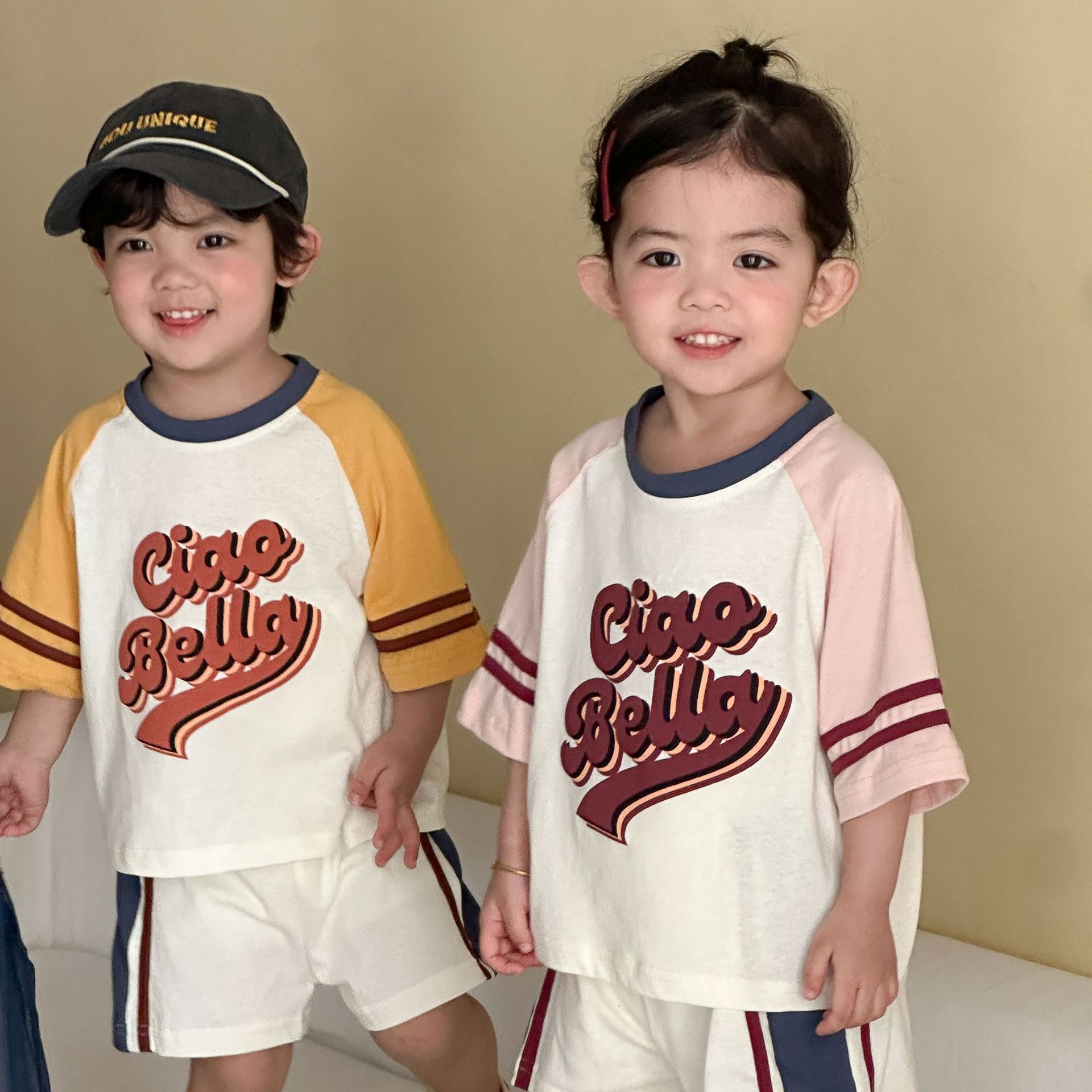 Summer children's cotton sports suit, short sleeve T-shirt for boys, shorts, oversize 3
