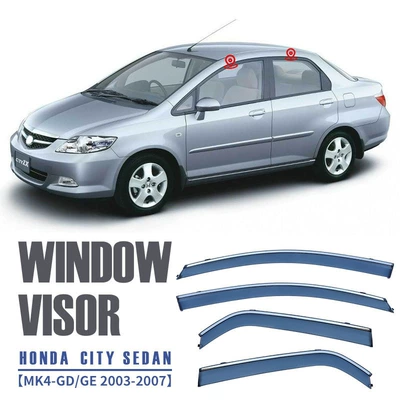 Suitable for Honda Fengfan Window Rain Visor Window Sun Visor Honda City Window Visor (Rain shield) - standard-packaging-without-logo-honda-fengfan-city-sedan-mk4-gdge-2003-2007-pc-silver-bright-strip-window-rain-shield